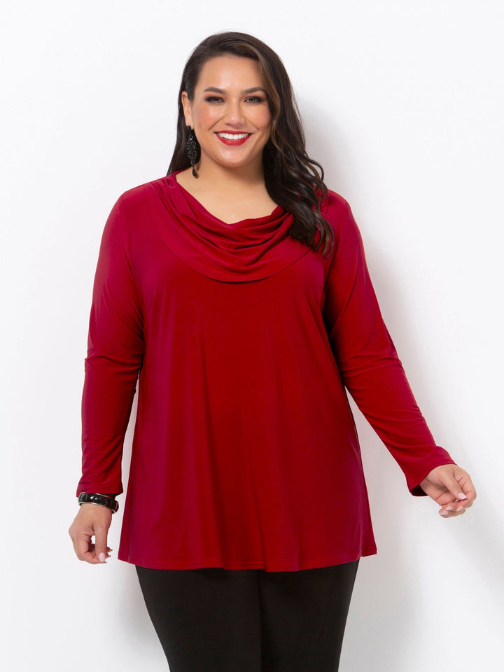 Flame Jersey Cowl Neck Top
