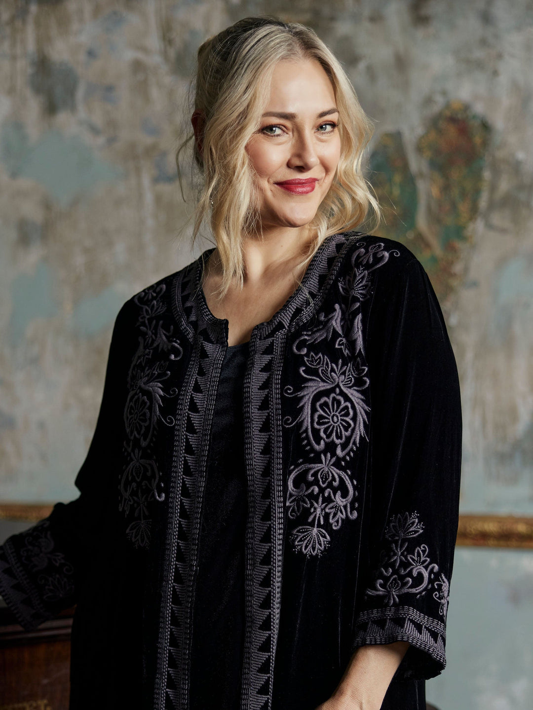Embroidered Silk Velvet Jacket